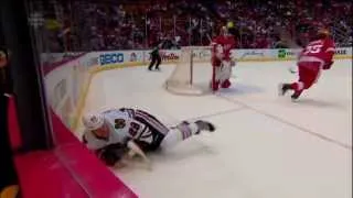 Jonathan Ericsson knocks Bryan Bickell into next week with the Huge Hit May 23 2013 HD