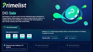 ICO Primelist на бирже HUOBI - КАК УЧАВСТОВАТЬ - Проект DIO decimated.net