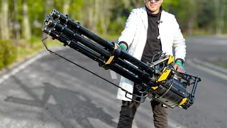 MAN BUILT A SUPER POWERFUL SLINGSHOT WITH HIS OWN HANDS