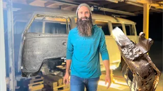 RUSTY VW Split Bus Door Full Restoration DIY Home Garage