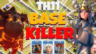 Th11 Queen Charge Lavaloon Attack | Best Th11 Attack Strategy | Th11 Qc Lalo Attack | Coc