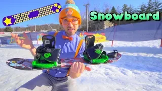 Blippi Learns How to Snowboard | Winter Outdoor Activities for Children