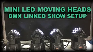 Setting Up Two / Four Linked DMX Mini LED Moving Head Wash Lights, Sound To Light & Other Show Modes