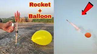 Balloon attached to Diwali rocket | Crazy xyz Experiment | Crackers testing 2024