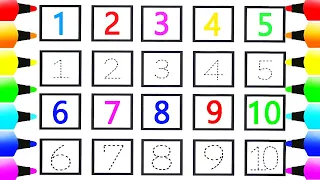 Numbers Coloring Page ||| 1234567890 ||| Write Numbers 1 to 10 Easy For Kids ||| Ks Art