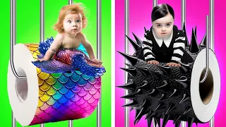 WEDNESDAY & MERMAID Are Both Pregnant in BARBIE Prison! 😱*Funny Situations* by Kaboom!