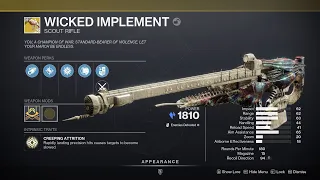 NEW EXOTIC: Wicked Implement Scout Rifle [Guide +Perks] #Destiny2