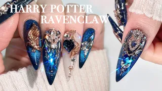 Harry Potter Ravenclaw Nails🦅💙 Nail Art ASMR / Gel extension