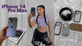 iPhone 14 Pro Max Deep Purple aesthetic unboxing (256 GB) 💟 set up +  accessories | Sarah Perez