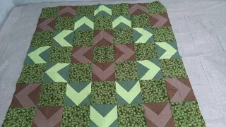 I sew a beautiful patchwork bedspread made of squares. Suitable for beginners