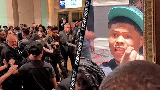 CRAZY BRAWL BREAKS OUT AT THE SHAKUR STEVENSON POST FIGHT PRESSER AS FAMILY CLASH WITH MGM SECURITY