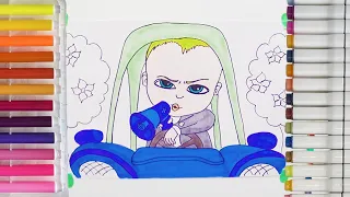 Drawing Boss Baby | Рисуем Босс Молокосос | Dessin et coloriage Boss Baby.