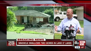 Sinkhole swallows 2 homes, continues to grow in Land O' Lakes neighborhood, nearby homes evacuated