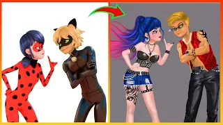 Miraculous Ladybug Catnoir Makeup Into Bad Boy, Bad Girl - Glow Up Art Drawing