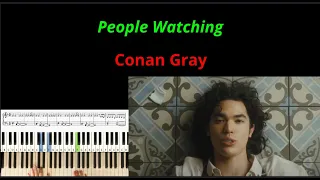 How To Play - PEOPLE WATCHING -  Conan Gray  - Easy Piano Tutorial +  SHEET