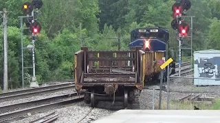 RARE!  Pan Am LA-3 with vintage B&M rail cars works hardly used siding in Atkinson, NH!