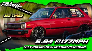 4cyl 3rz Turbo Starlet Yely Racing New Record 6.94 @177mph en Salinas Speedway | PalfiebruTV