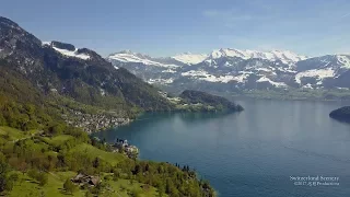 4K Vitznau Vierwaldstättersee Luzern SWITZERLAND アルプス山脈
