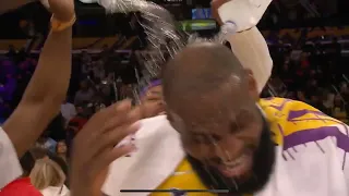 LeBron James gets splashed after scoring 56 pts!