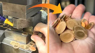 How do they make investment gold coins with hydraulic press?