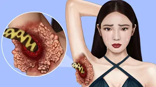 ASMR Remove Maggot & Worm Infected Armpit | Severely Injured Animation