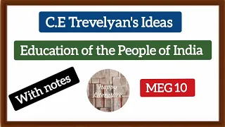 C.E Trevelyan's Ideas On the Education of the People of India ( English Studies in India)