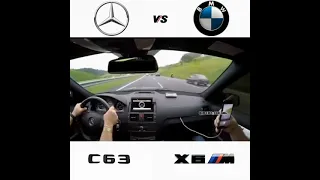 Mercedes C63 vs BMW X6  race