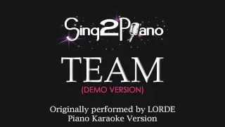 Lorde - Team (Karaoke Piano)