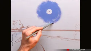 Аcrylic Landscape Painting - Full Moon Sea / Easy Art / Drawing Lessons / Relaxing / Морской пейзаж