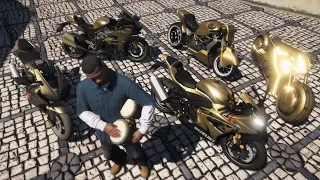 GTA 5 - Stealing Luxury Golden Motorcycles with Franklin #3 ( GTA 5 Most Expensive Bikes )