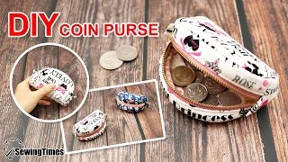 DIY CUTE COIN PURSE | Sewing Gift Ideas | Round zipper pouch sewing Pattern & Tutorial [sewingtimes]