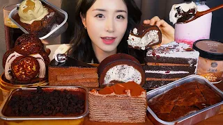 극강의 당충전🍫 초콜릿 케이크 먹방 ASMR Mukbang 디저트ㅣ초콜릿 크레이프부터 브라우니 초코 무스 티라미수까지ㅣDessert Chocolate Cake