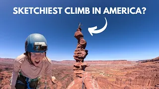 "That looks way scarier in person!" | Climbing Ancient Art in Moab, Utah