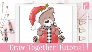 How to draw a Cute Christmas Bear step by step in Procreate Tutorial