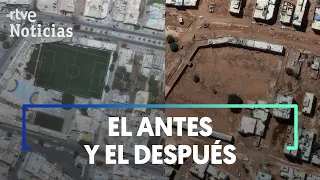 LIBIA: CARRETERAS, PUENTES, CAMPOS de FÚTBOL desaparecidos del MAPA en DERNA por el CICLÓN DANIEL |