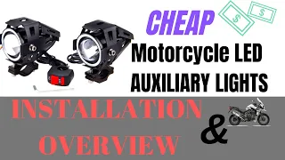 CHEAP motorcycle LED auxiliary lights - [CREE U7 Installation + Overview]