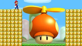 Can Mario Jump over 999 Item Blocks and Collect 999 Propeller Mushrooms in New Super Mario Bros. U ?