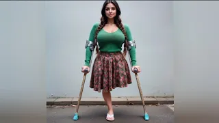 The beautiful amputee woman challenges the disability with one leg #amputee
