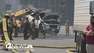 Electric vehicle catches fire at Waymo warehouse