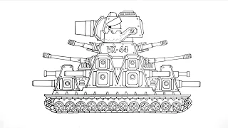 How To Draw Cartoon Tank VK-44 | HomeAnimations - Cartoons About Tanks