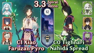 C1 Xiao Double Pyro & C0 Tighnari Nahida Spread | Spiral Abyss 3.3 - Floor 12 - 9 ⭐ | Genshin Impact