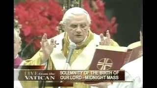 Pope Benedict XVI Celebrates His First Christmas Mass At Midnight