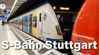 Busy S-Bahn train schedule at Stuttgart Hbf (main station)| 🇩🇪 Stuttgart, Germany