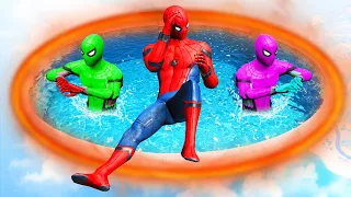 GTA 5 Rainbow Spiderman Jumping Into Portals (Ragdolls/Euphoria Physics) #11