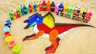 How to make Rainbow Dilophosaurus with Orbeez Colorful from Big Coca Cola and Mentos & Popular Sodas