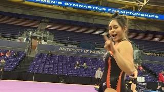 Pac-12 gymnasts are all smiles at 2016 Women's Gymnastics Championship practice session