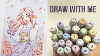 🌸 Draw with me / Trying out Arrtx Pastel Alcohol Markers