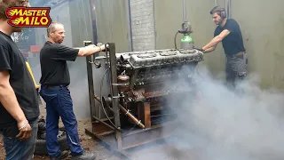 38,8 liter V12 tank engine 1st run after 28 years!