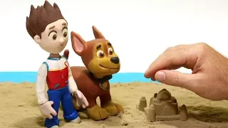 DibusYmas Paw patrol sand castle 💕 Superhero Play Doh Stop motion cartoons for kids