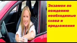 Экзамен по вождению необходимые слова и предложения